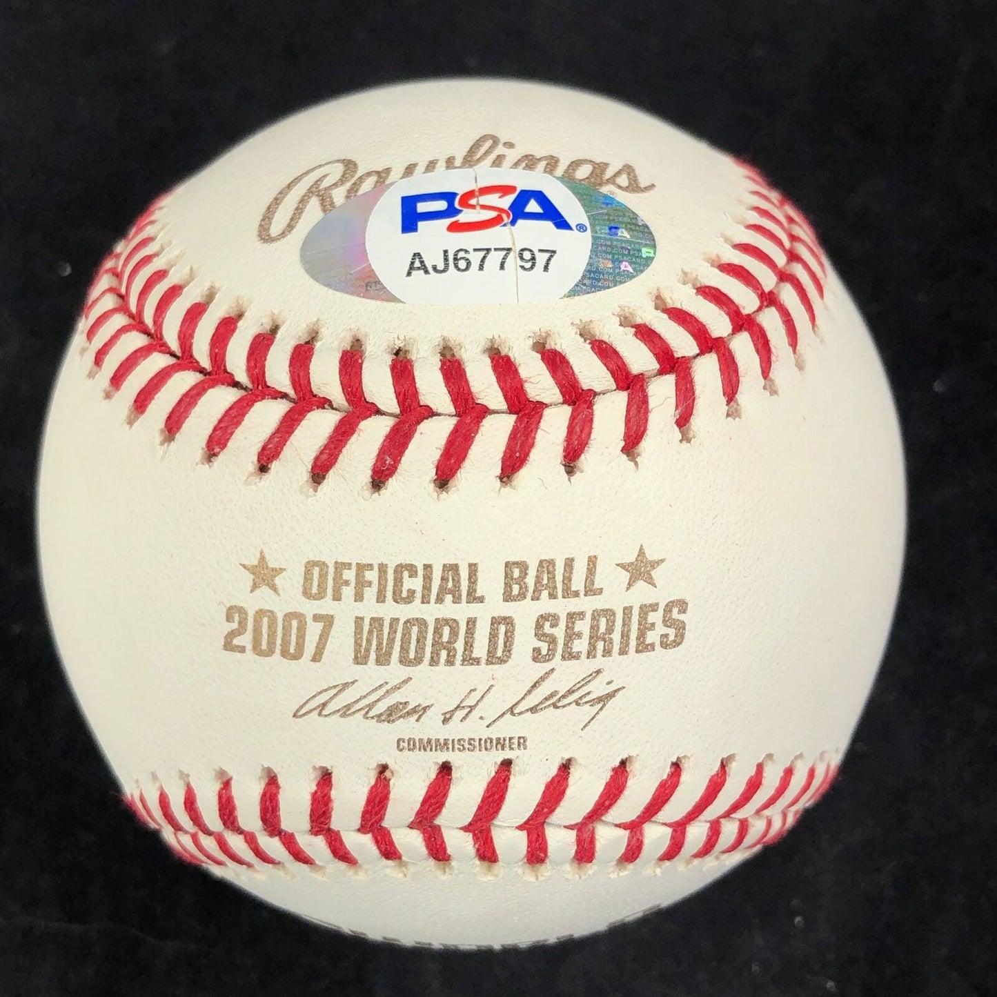 DUSTIN PEDROIA Signed 2007 WS Baseball PSA/DNA Boston Red Sox Autographed