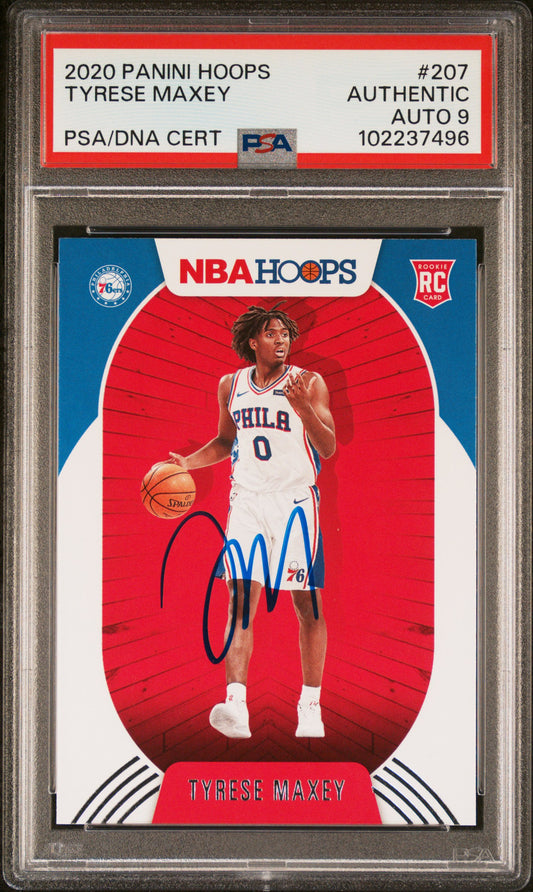 2020 Panini Hoops #207 Tyrese Maxey PSA Auto 9