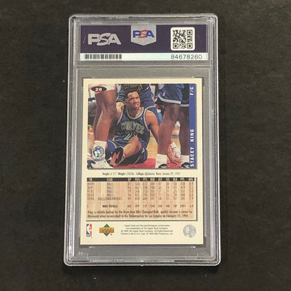 1994-95 Upper Deck Collector's Choice #28 Stacey King Signed Card AUTO PSA Slabb