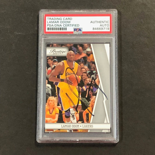 2010-11 Panini Prestige #50 Lamar Odom Signed Card PSA Slabbed Lakers