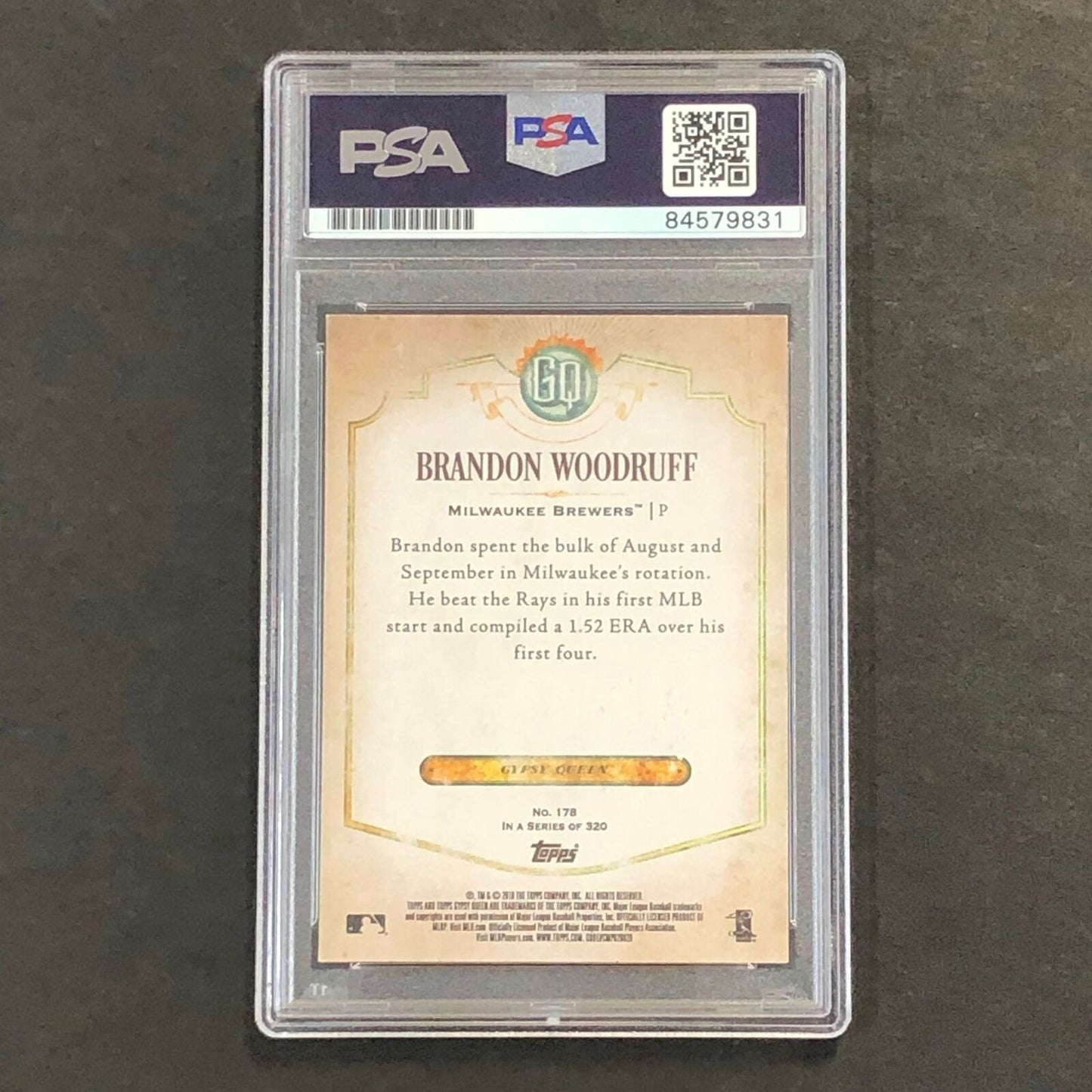 2018 Topps Gypsy Queen #178 Brandon Woodruff Signed Card PSA Slabbed Auto RC Bre