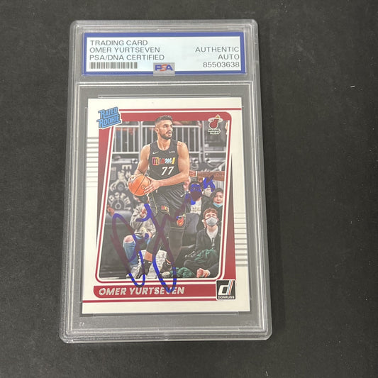 2021-22 Panini Chronicles Donruss #299 Omer Yurtseven signed card PSA Miami Heat