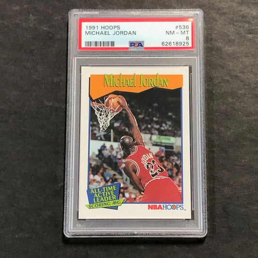 1991 Hoops #536 Michael Jordan PSA 8 NM-MT Bulls