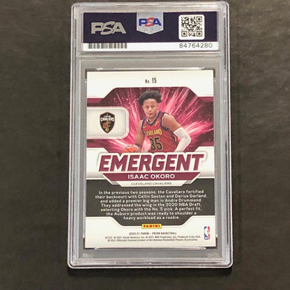 2020-21 Panini Prizm Emergent #15 Isaac Okoro Signed Card AUTO PSA Slabbed RC Ca