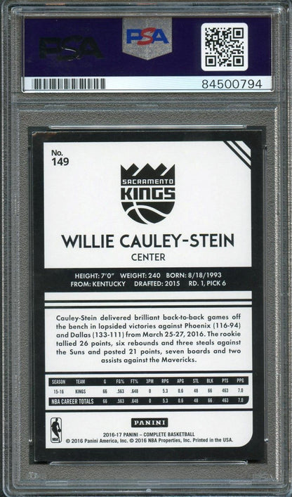 2016-17 Panini Complete #149 Willie Cauley-Stein Signed Card AUTO 10 PSA Slabbed