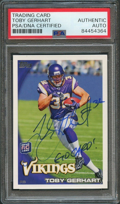 2010 Topps #203A Toby Gerhart Signed Card PSA Slabbed Vikings