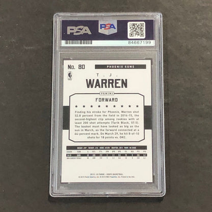 2015-16 NBA HOOPS #80 TJ WARREN Signed Card AUTO PSA Slabbed Suns