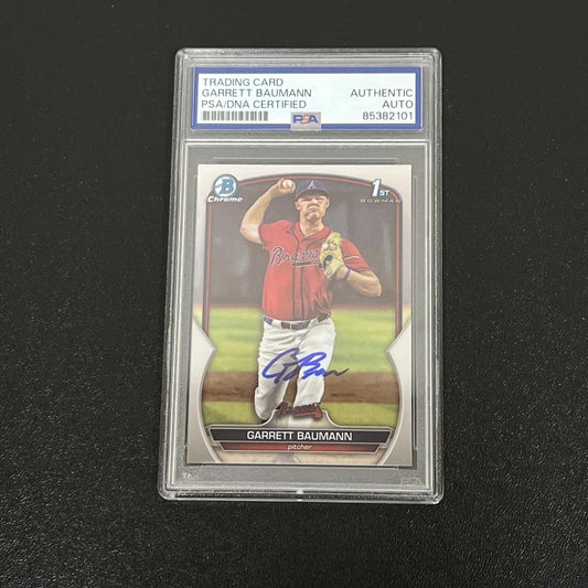 2023 Topps Chrome #BDC-172 Garrett Bauman Signed Card AUTO PSA Slabbed Braves