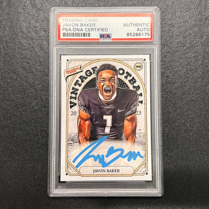 2023 Gametime Vintage Football #GTJB Javon Baker Signed Card AUTO PSA Slabbed Pa