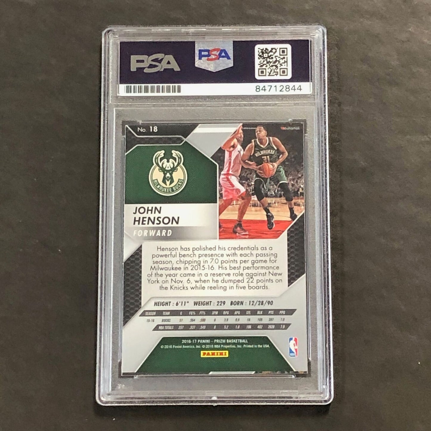 2016-17 Panini Prizm #18 John Henson Signed Card AUTO PSA Slabbed Bucks