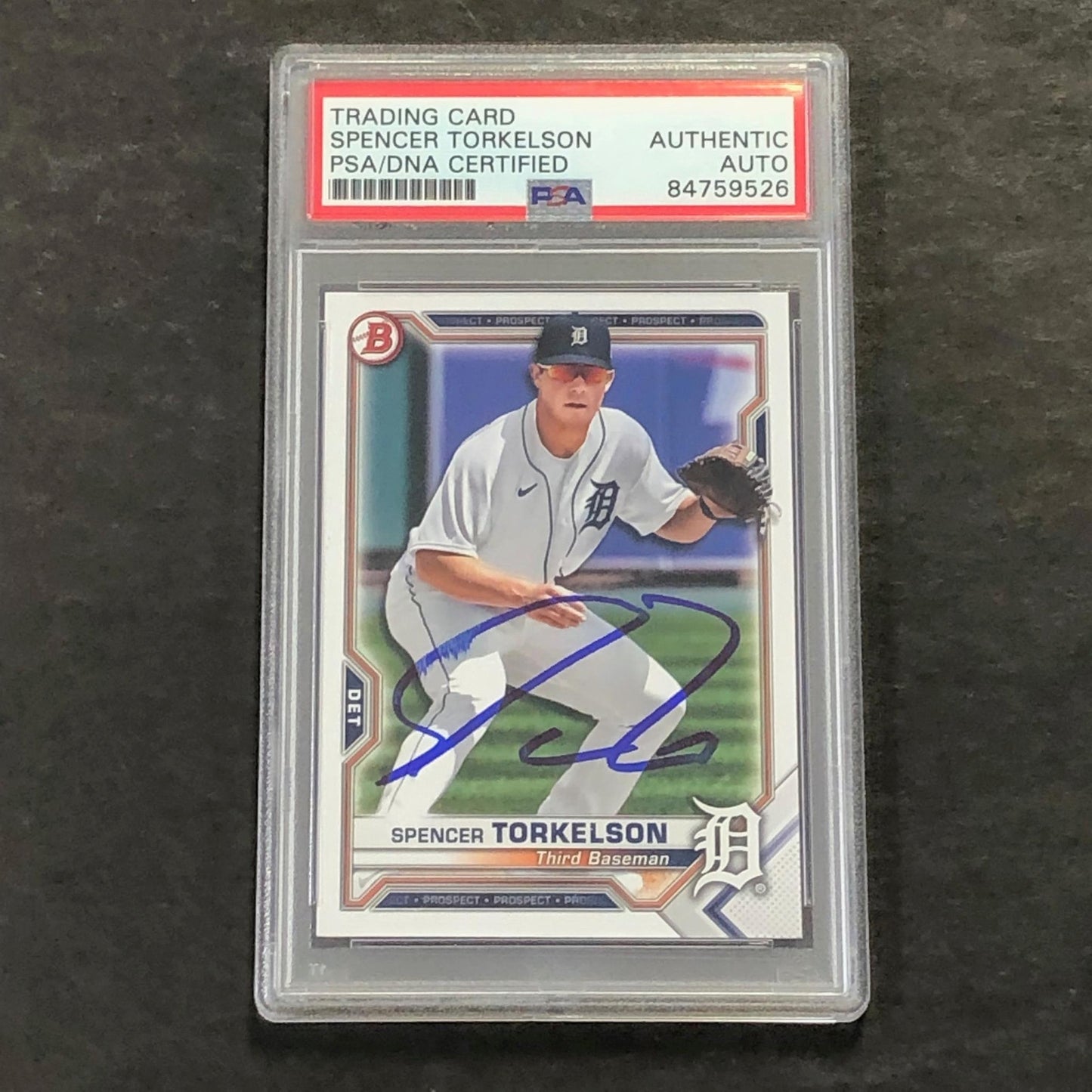 2021 Topps Bowman #BP-96 Spencer Torkelson signed Card Slabbed PSA/DNA Tigers Au
