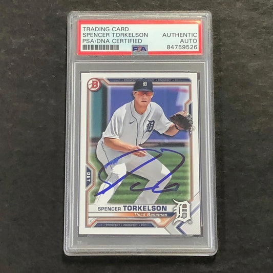 2021 Topps Bowman #BP-96 Spencer Torkelson signed Card Slabbed PSA/DNA Tigers Au