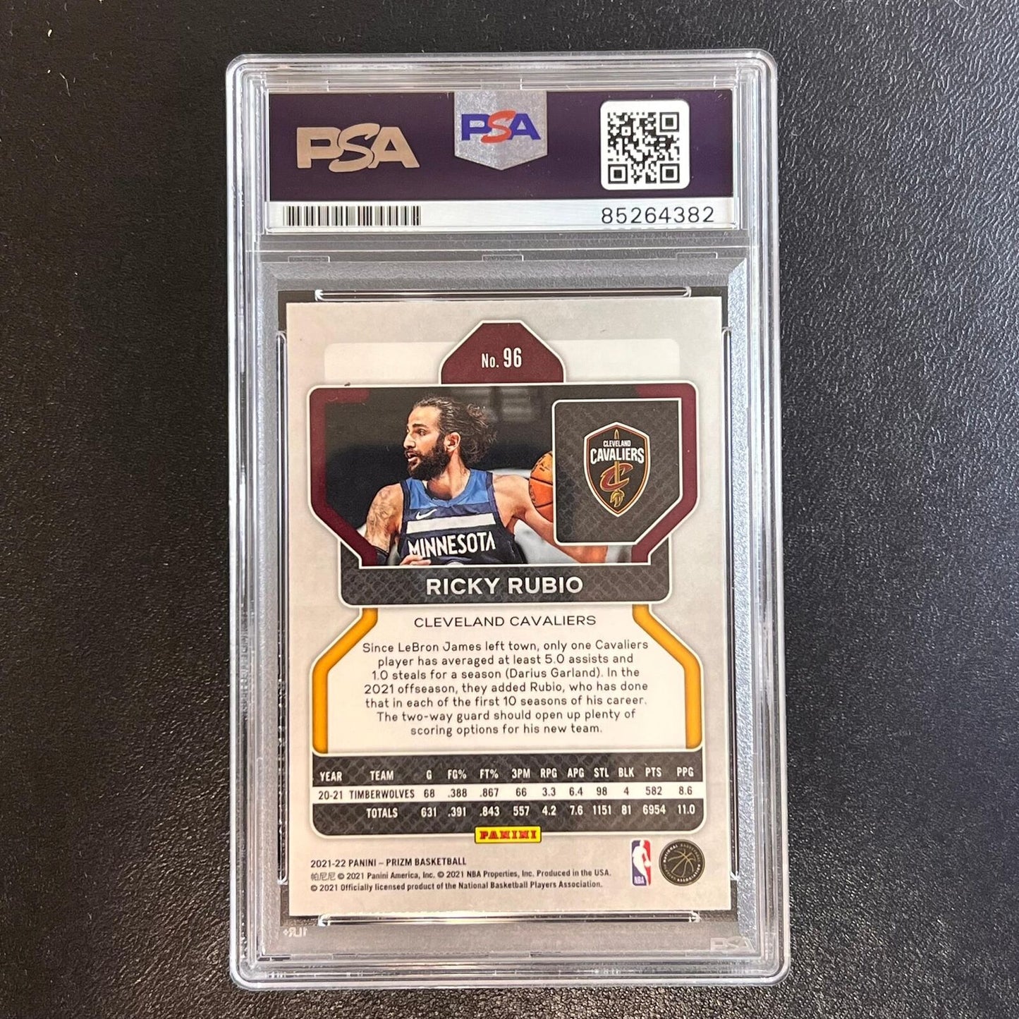 2021-22 Panini Prizm #96 Ricky Rubio Signed Card AUTO PSA Slabbed Cavaliers