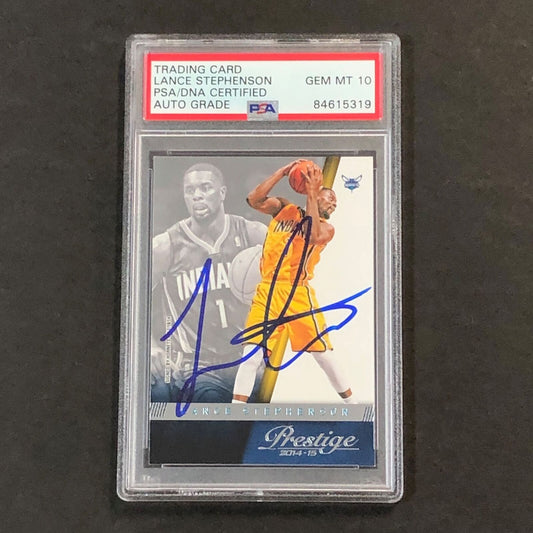 2014-15 Panini Prestige #37 Lance Stephenson Signed Card AUTO 10 PSA Slabbed Hor