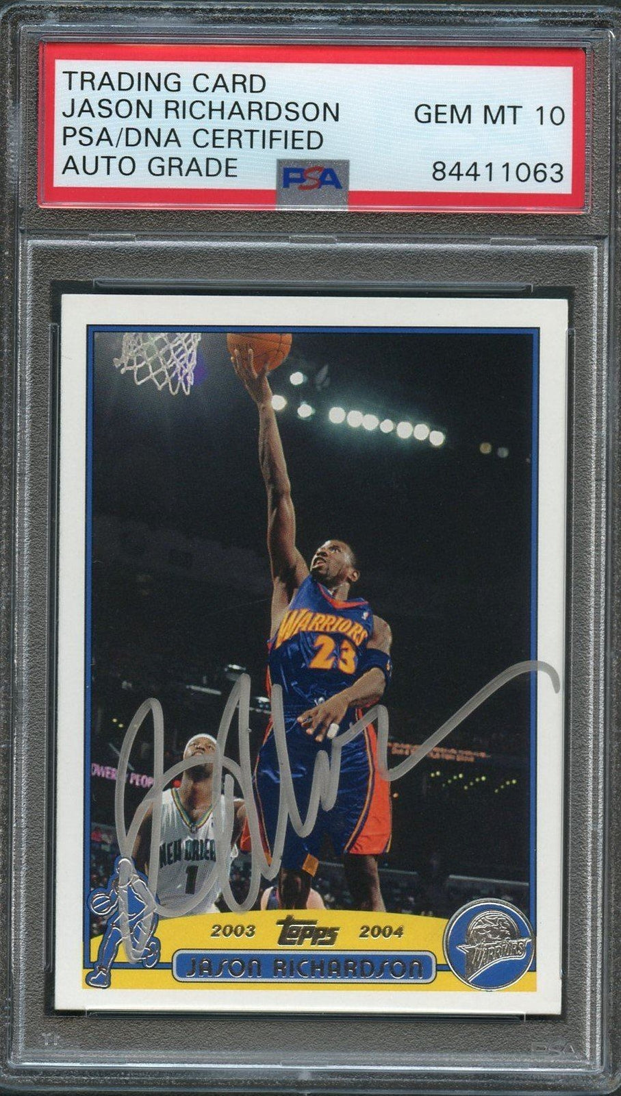 2003-04 Topps Basketball #23 Jason Richardson Signed Card AUTO 10 PSA Slabbed Wa