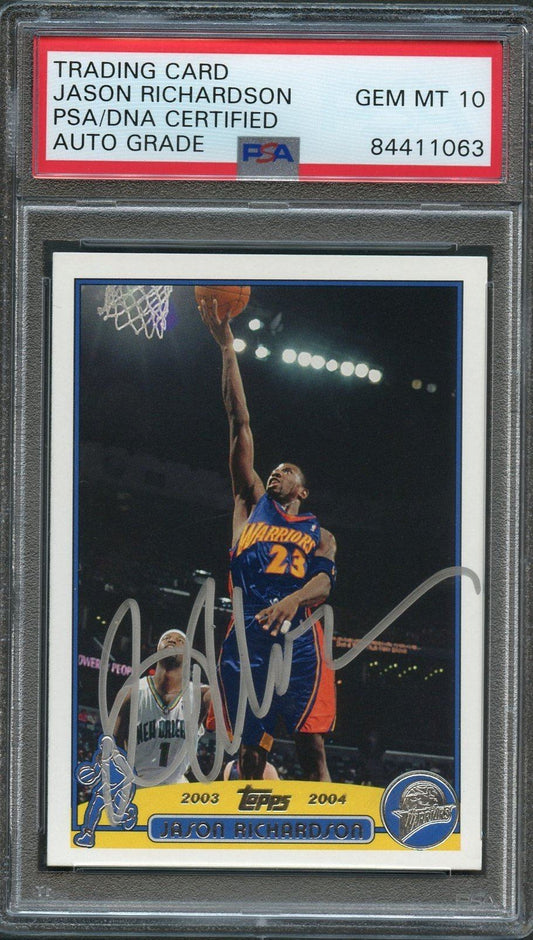 2003-04 Topps Basketball #23 Jason Richardson Signed Card AUTO 10 PSA Slabbed Wa