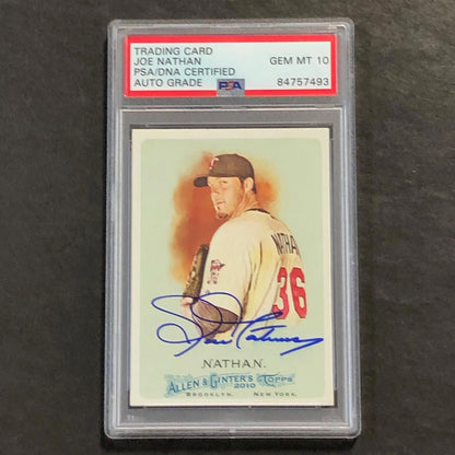 2010 Topps Allen & Ginter's #337 Joe Nathan Signed Card PSA Slabbed Auto 10 Twin