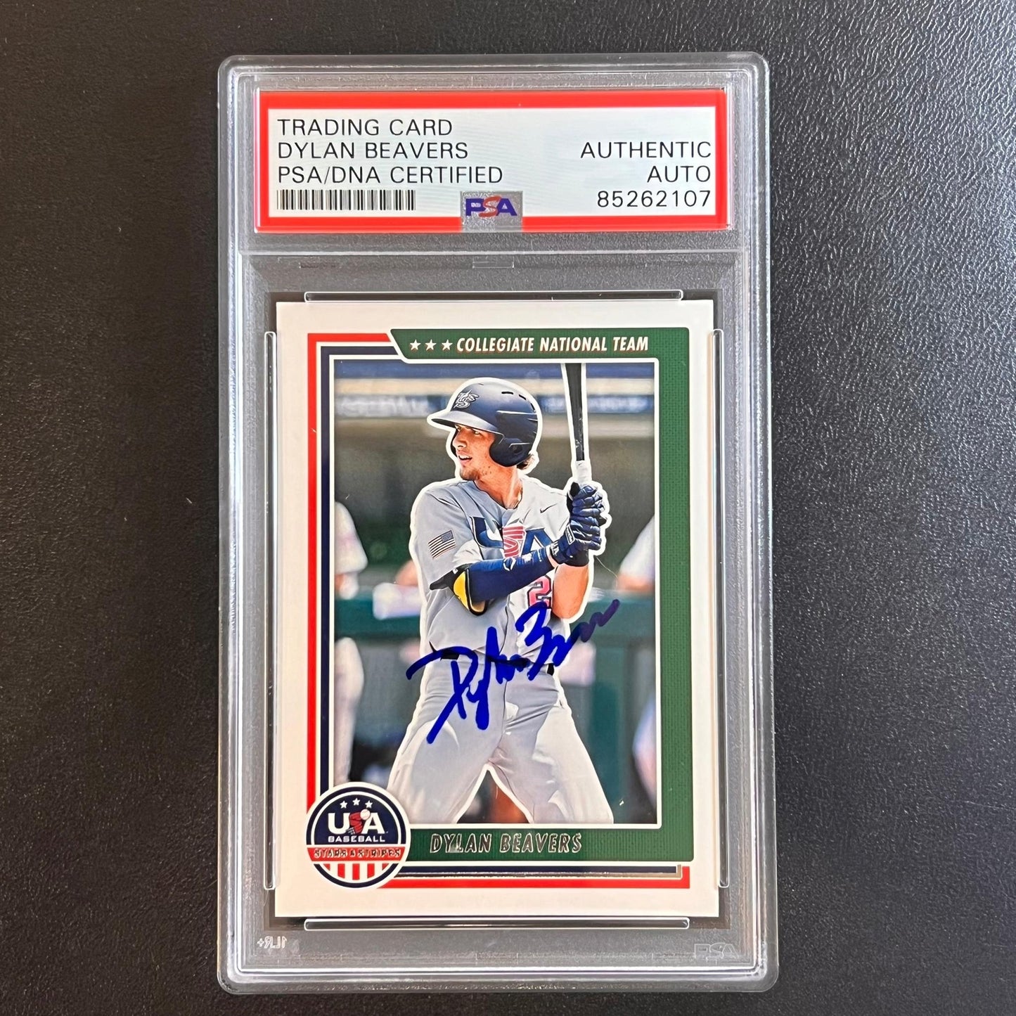 2022 Panini USA Baseball Stars and Stripes #2 Dylan Beavers Signed Card PSA AUTO