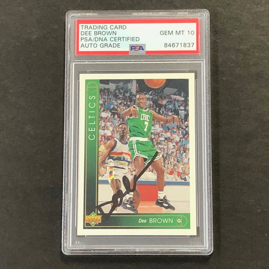 1993-94 Topps Stadium Club #349 Dee Brown Signed Card AUTO 10 PSA Slabbed Celtic