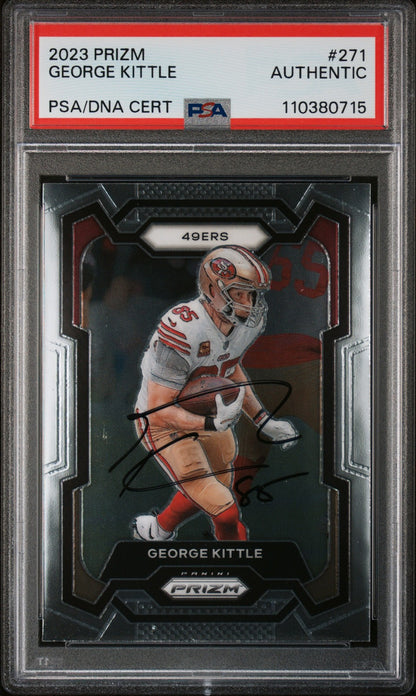 2023 Panini Prizm #271 George Kittle signed card PSA A Auto A
