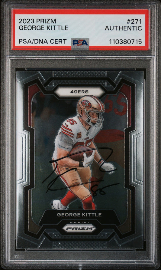 2023 Panini Prizm #271 George Kittle signed card PSA A Auto A
