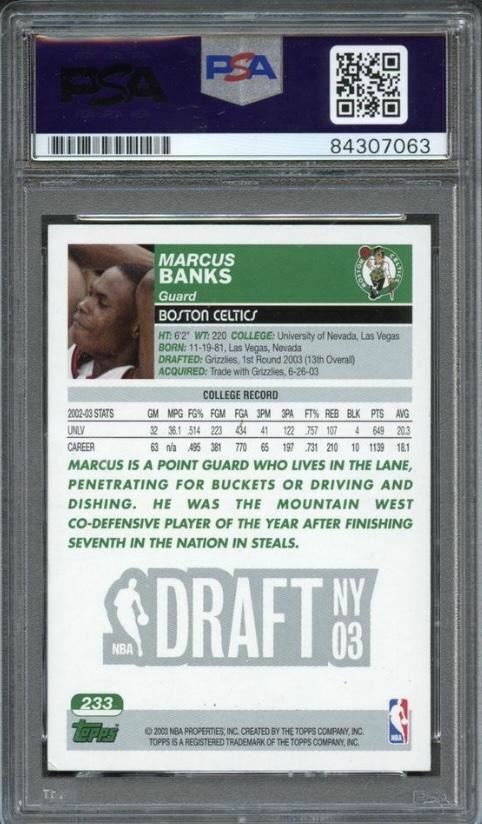 2003-04 Topps #233 Marcus Banks Signed Card AUTO PSA Slabbed