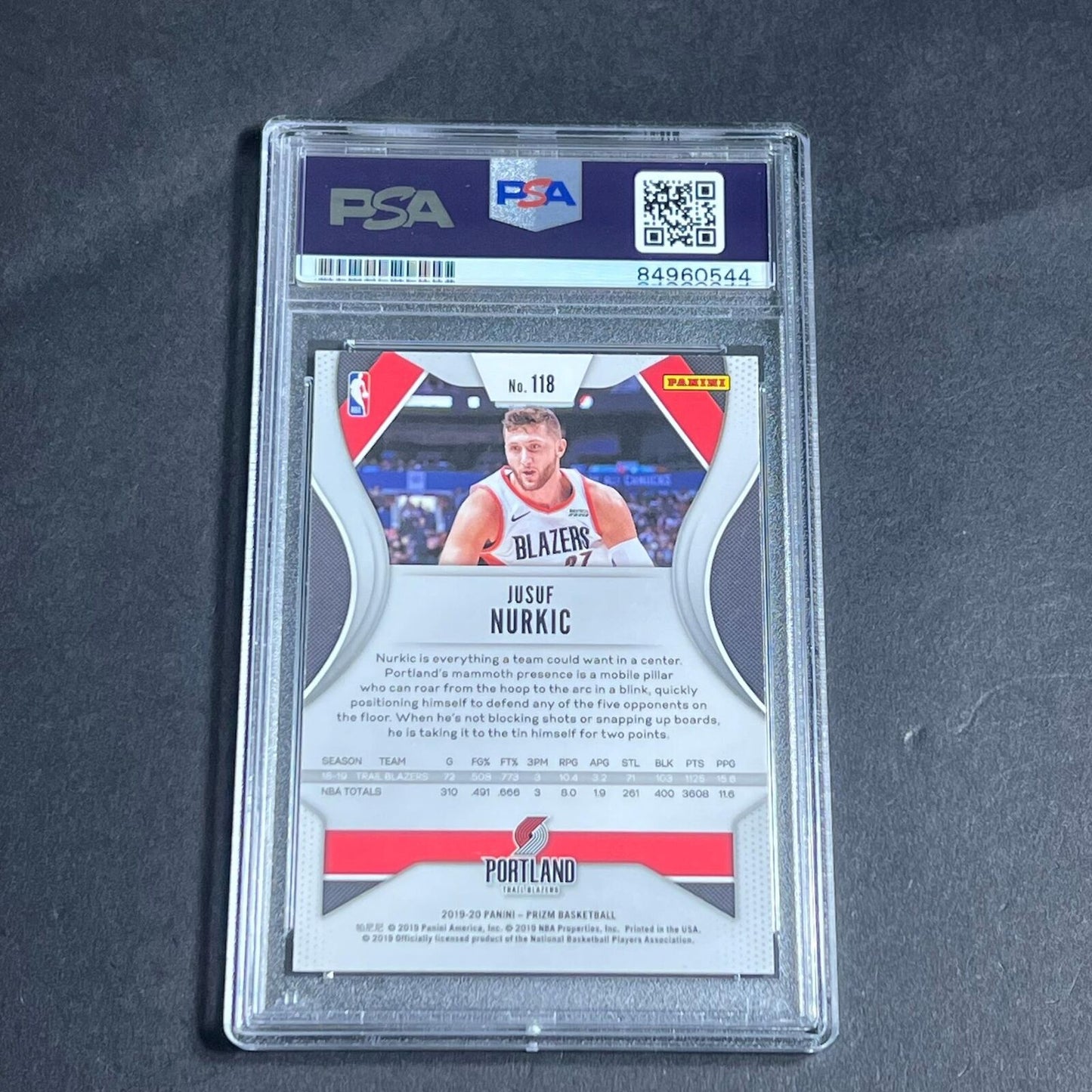 2019-20 Panini Prizm #118 Jusuf Nurkic Signed AUTO PSA Slabbed Trail Blazers