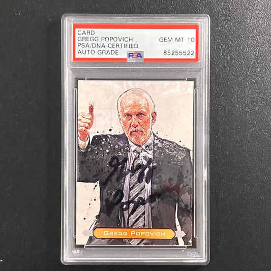 Gregg Popovich Signed Card AUTO 10 PSA Spurs Slabbed