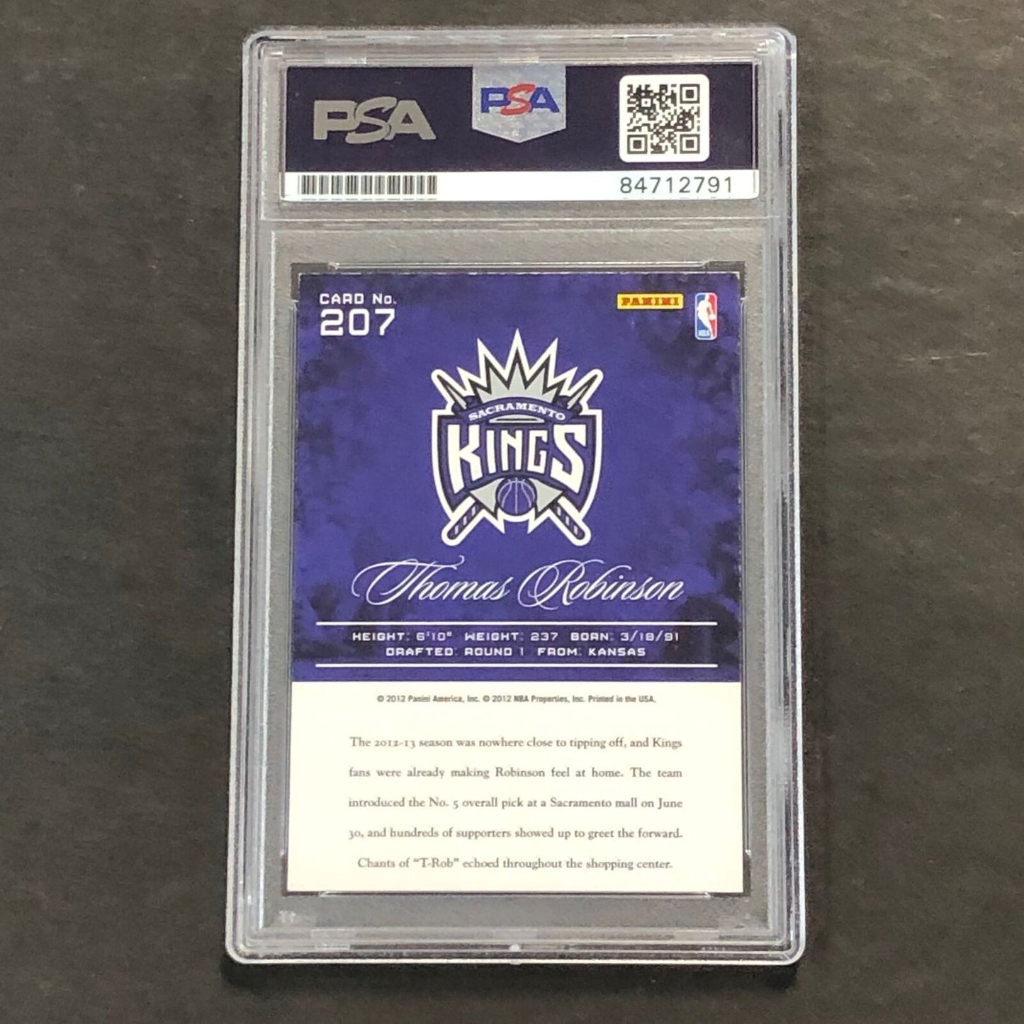 2012-13 Panini Prestige #207 Thomas Robinson Signed Card AUTO PSA Slabbed RC Kin
