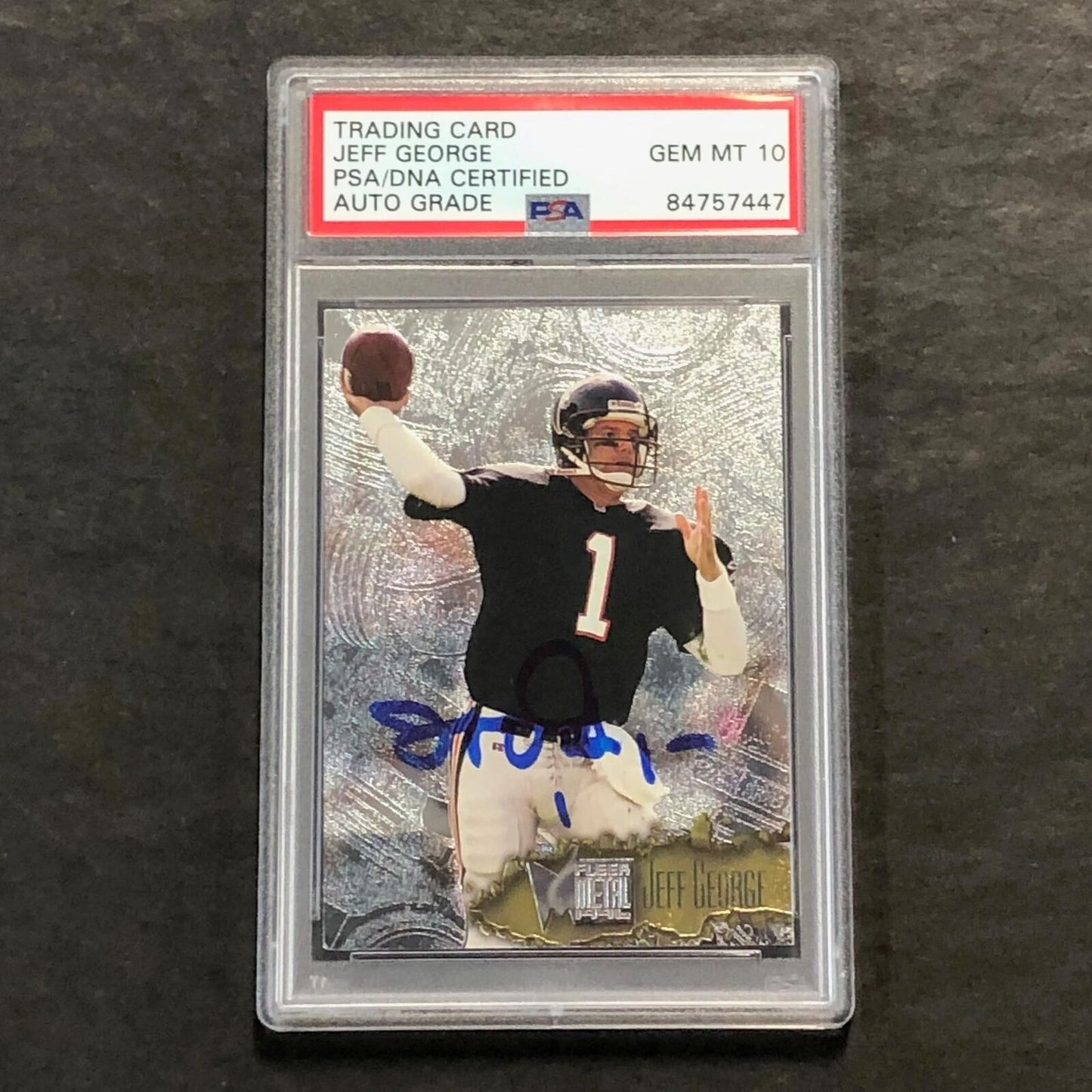 1996 Fleer Metal #5 Jeff George Signed Card AUTO 10 PSA ATLANTA FALCONS