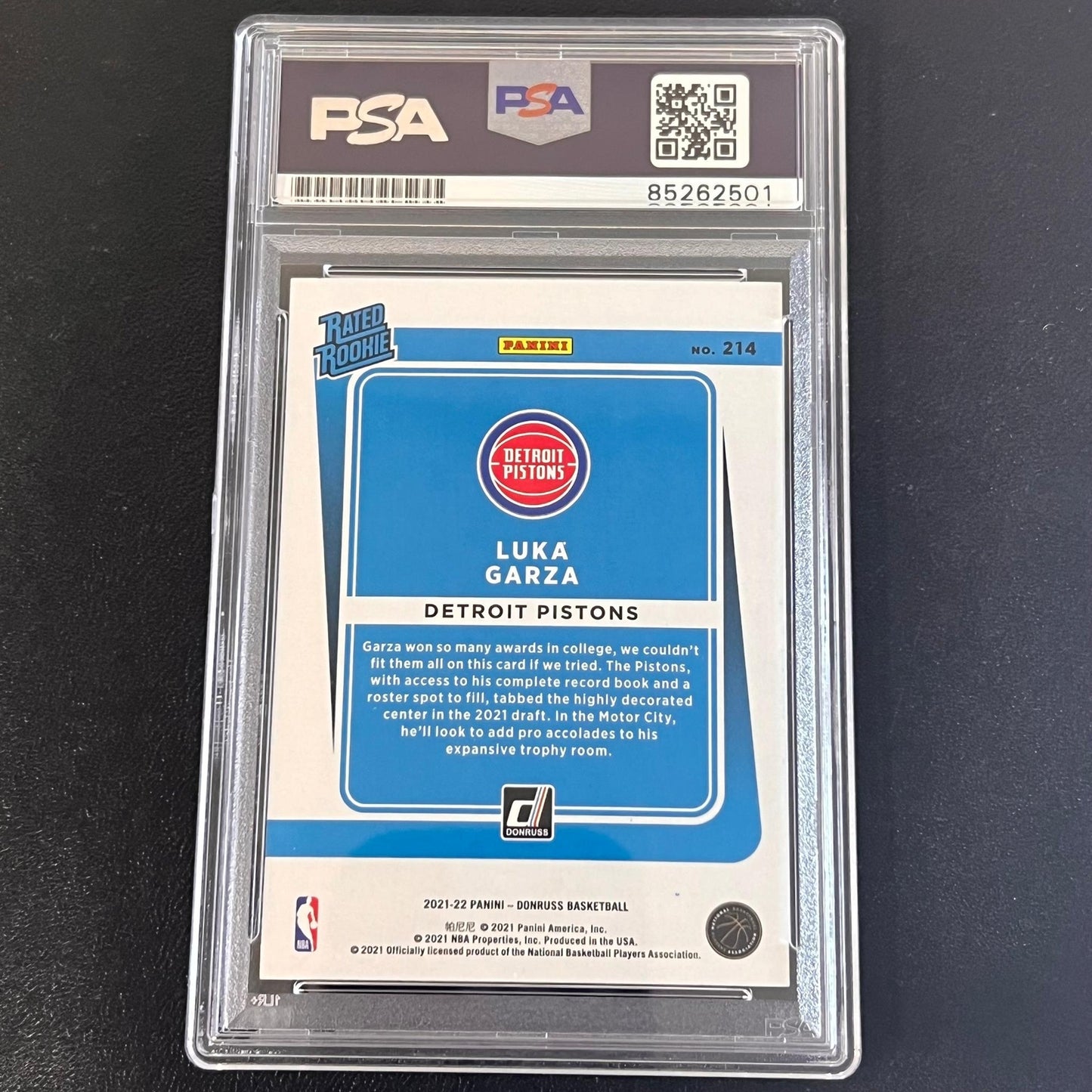 2021-22 Panini Donruss Rated Rookie #214 Luka Garza Signed Card AUTO PSA Slabbed
