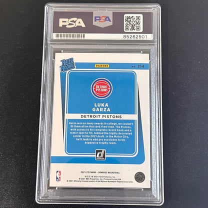 2021-22 Panini Donruss Rated Rookie #214 Luka Garza Signed Card AUTO PSA Slabbed