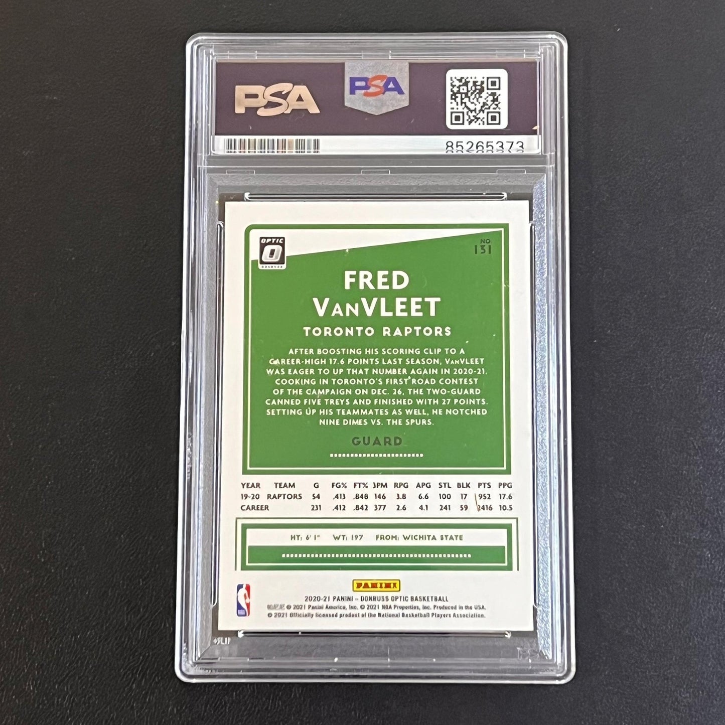 2020-21 Panini Donruss Optic #131 Fred VanVleet Signed Card AUTO PSA Slabbed Rap