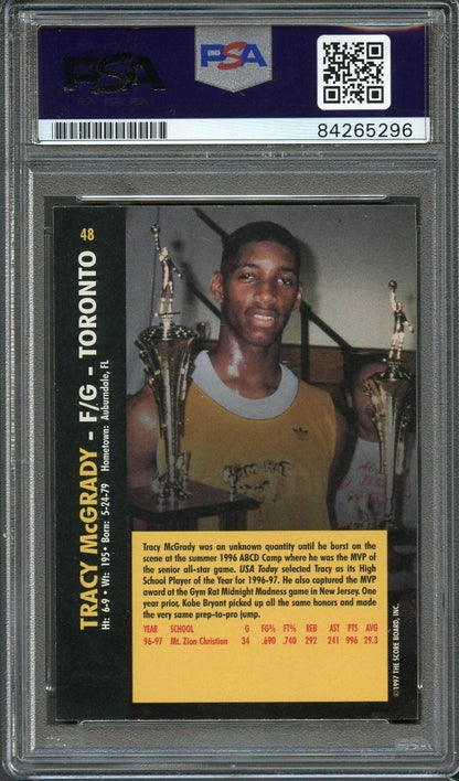 1997 Score Board #48 Tracy McGrady Signed Card AUTO PSA/DNA Slabbed RC