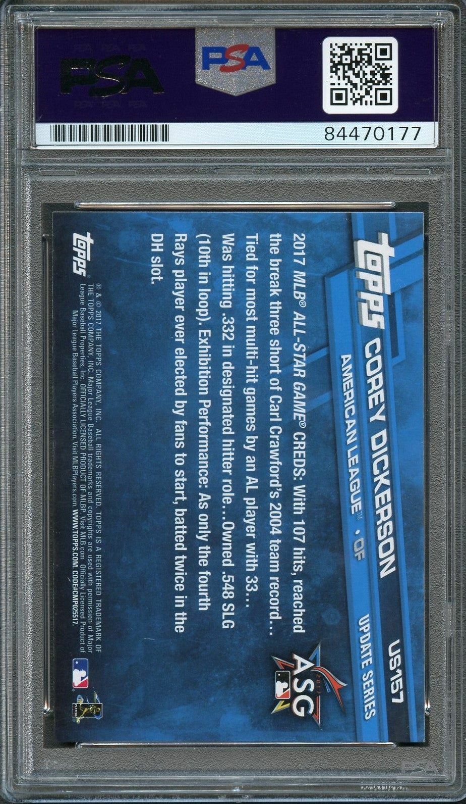2017 Topps Update Series #US157 Corey Dickerson Signed Card PSA Slabbed Auto Ray