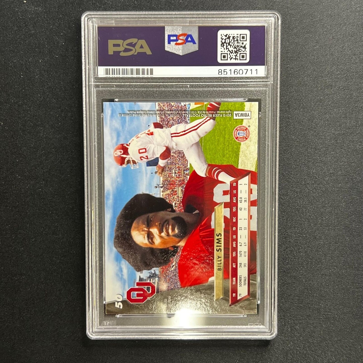 2012 Football Card #50 Billy Sims Signed Card PSA Slabbed Auto GRADE 10 Oklahoma