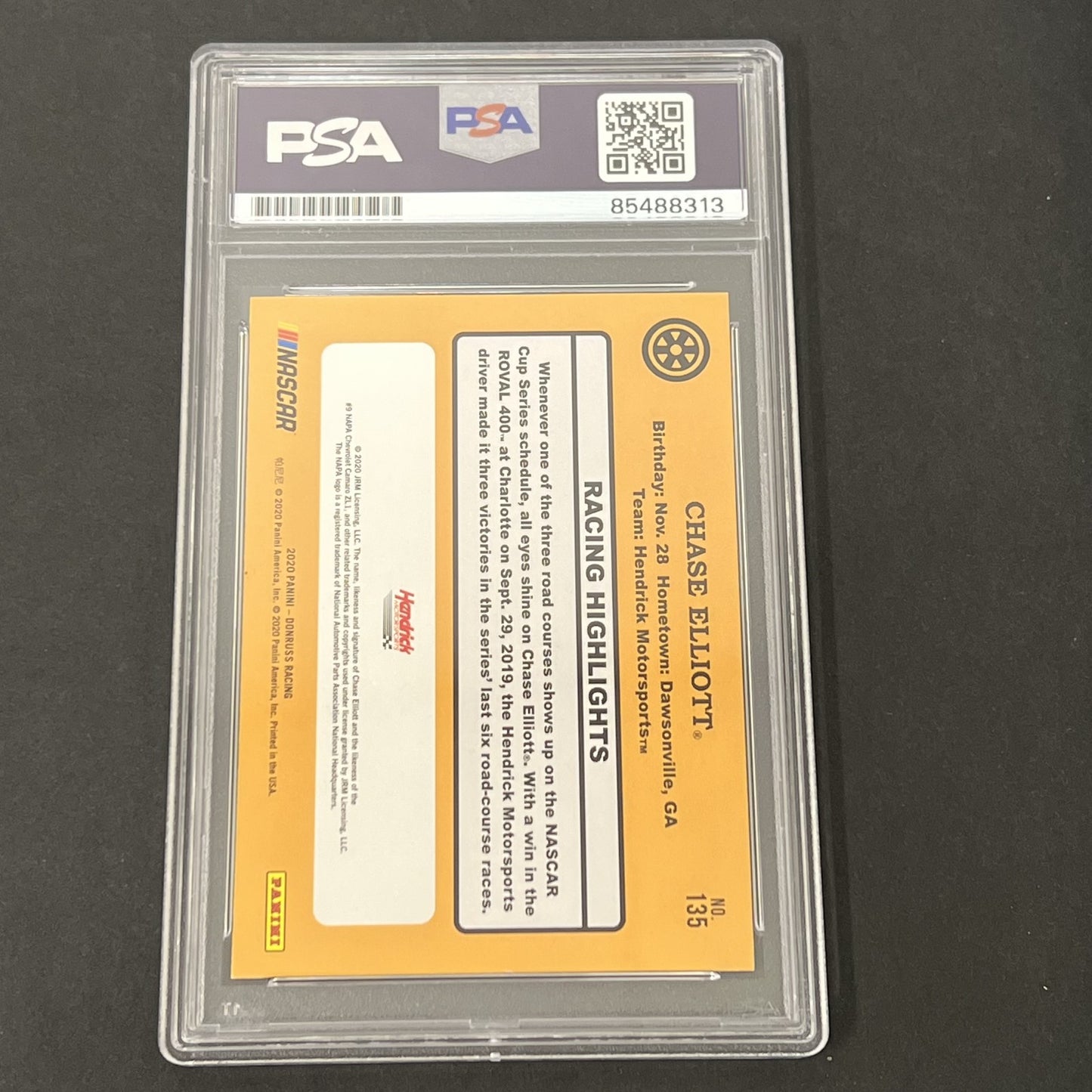 2020 Panini Donruss #135 Chase Elliott signed card PSA NASCAR