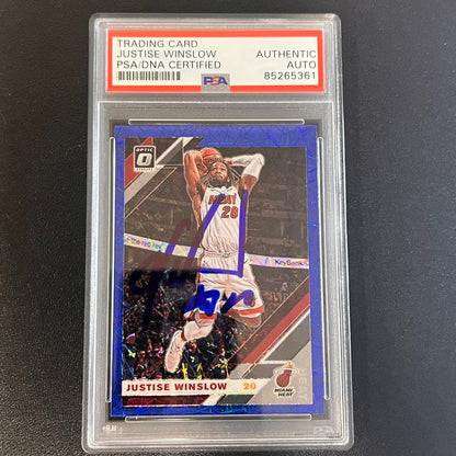 2019-20 Panini Donruss Optic #21 Justise Winslow Signed Card AUTO PSA/DNA Slabbe