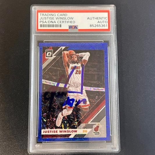 2019-20 Panini Donruss Optic #21 Justise Winslow Signed Card AUTO PSA/DNA Slabbe