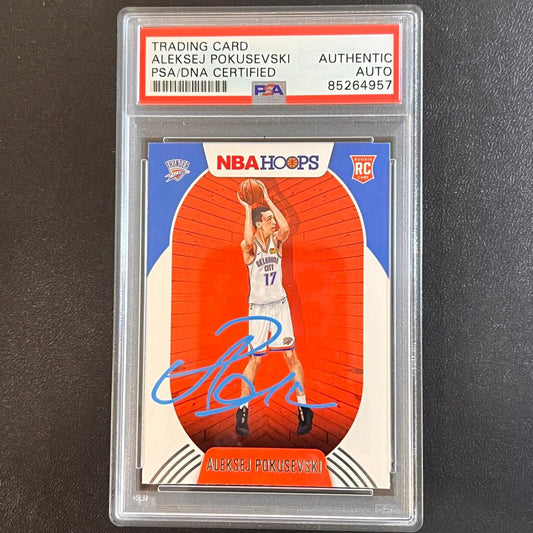 2020-21 Panini NBA Hoops #219 Aleksej Pokusevski Signed Card AUTO PSA Slabbed RC