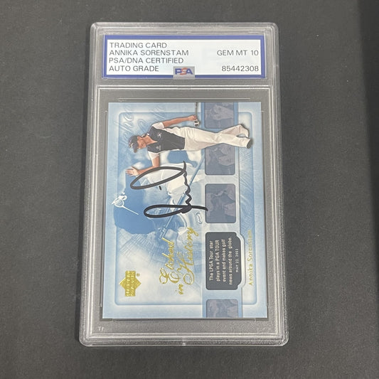 2004 Upper Deck #50 Annika Sörenstam Etched In History signed card PSA Auto 10