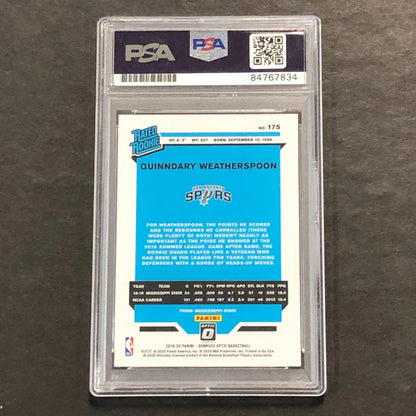 2019-20 Panini Optic #175 Quinndary Weatherspoon Signed Card AUTO PSA/DNA Slabbe