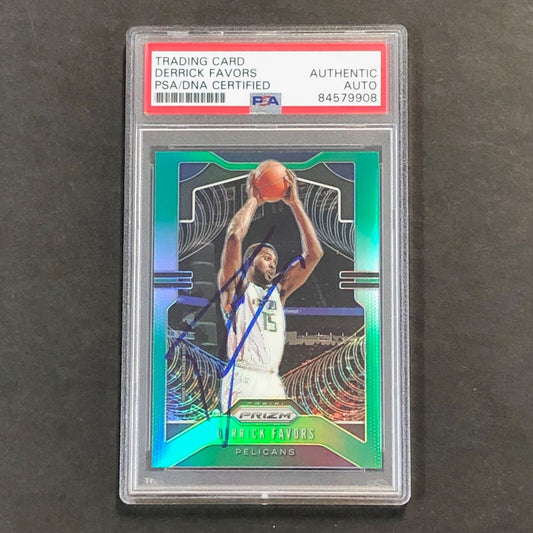 2019-20 Panini Prizm Green #169 DERRICK FAVORS Signed Card AUTO PSA Slabbed Peli