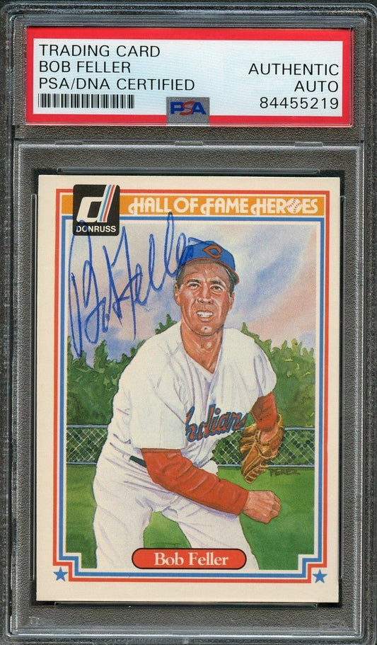 1983 Donruss#36 Bob Feller Signed Card PSA Slabbed Auto Cleveland