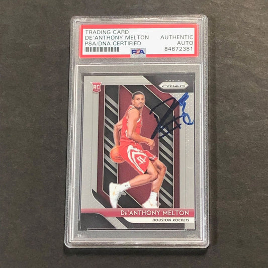 2018-19 Panini Prizm #4 De'Anthony Melton Signed Card AUTO PSA Slabbed RC Rocket