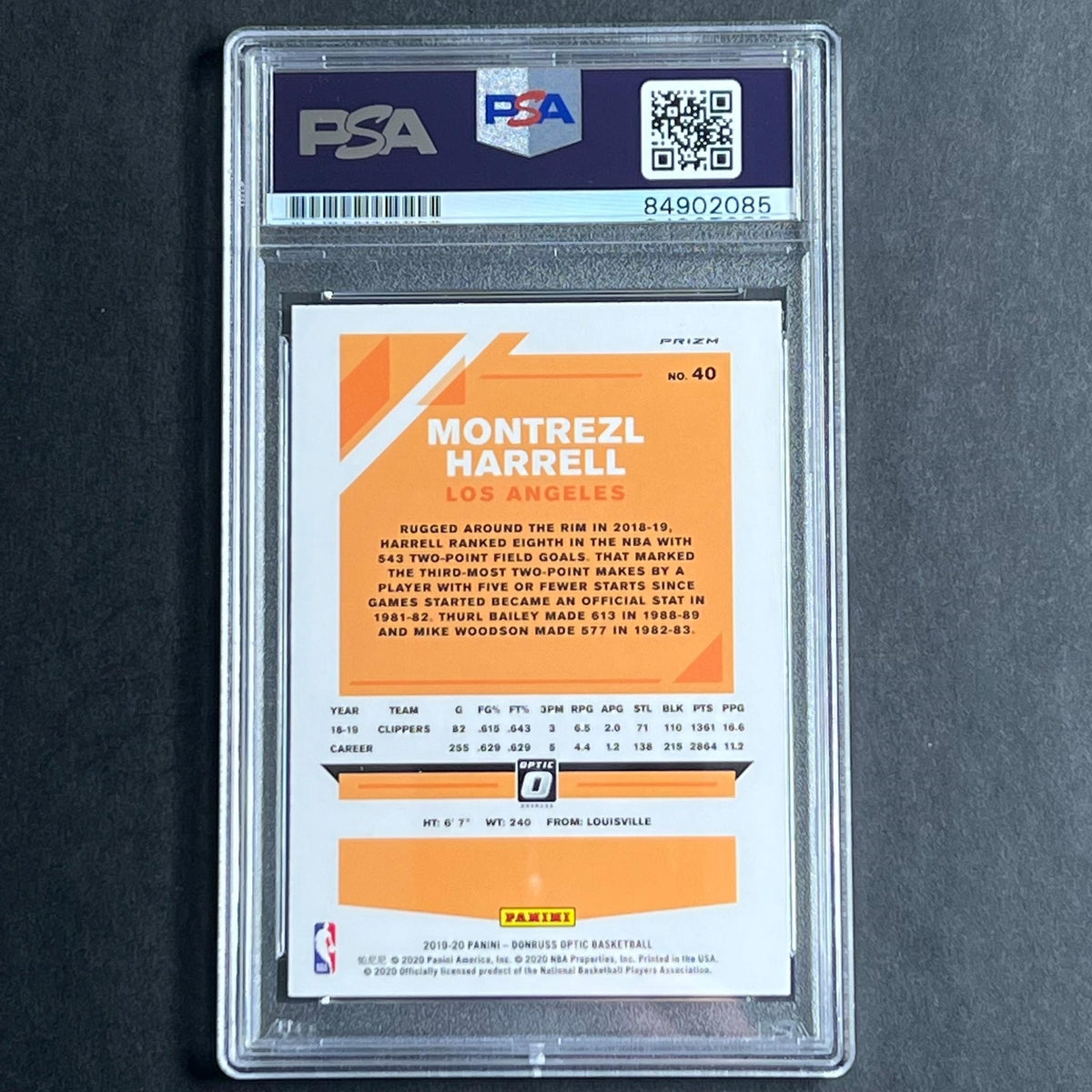 2019-20 Optic Panini #40 Montrezl Harrell Signed Card PSA Slabbed Clippers