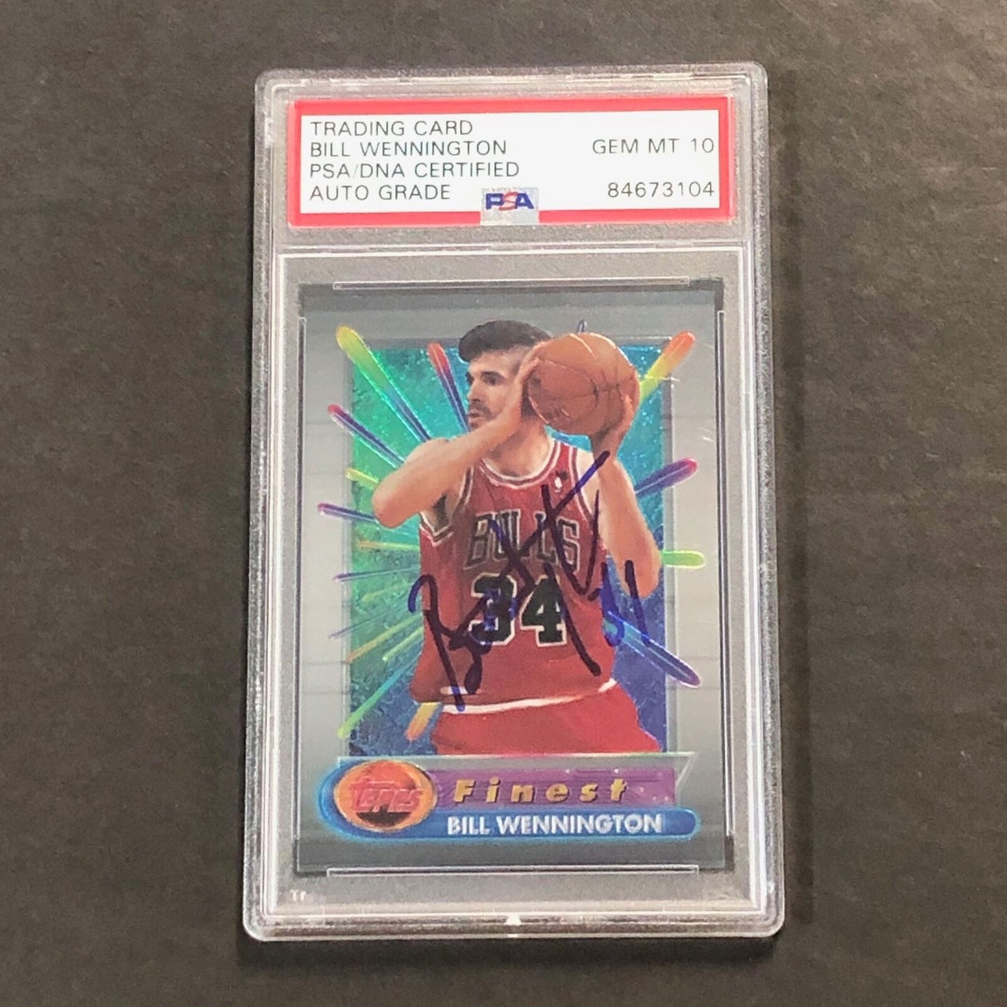 1994-95 Topps Finest #246 Bill Wennington Signed Card AUTO GRADE 10 PSA Slabbed