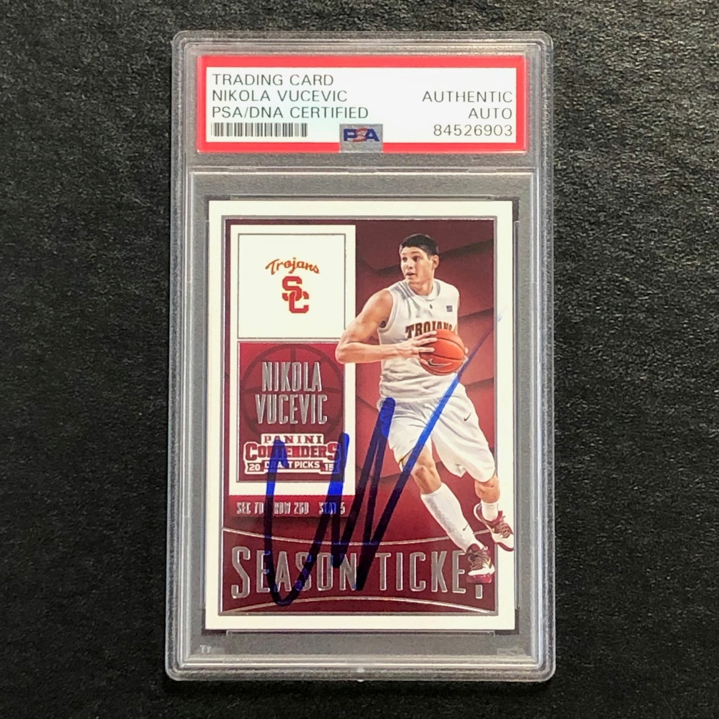 2015-16 Contenders Draft Picks Season Ticket #76 Nikola Vucevic Signed Card AUTO