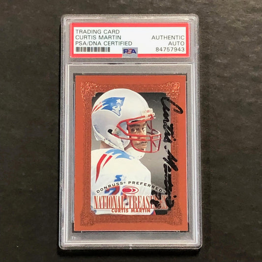 1995 National Treasure #130 Curtis Martin Signed Card AUTO PSA Slabbed Patriots