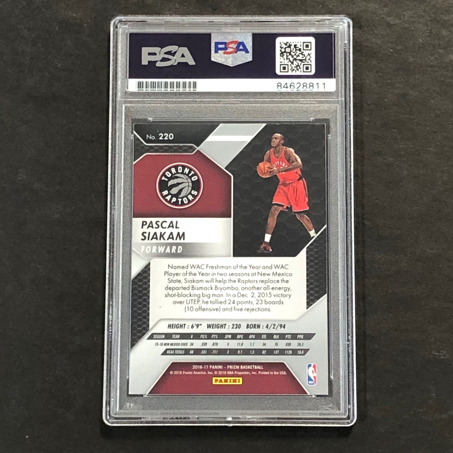 2016-17 Panini Prizm #220 Pascal Siakam Signed Card AUTO 10 PSA Slabbed RC Rapto